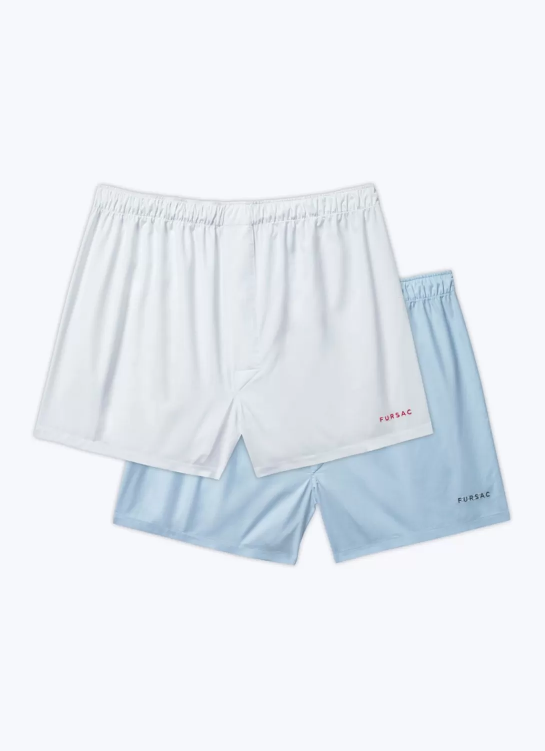 Fursac Lot Of 2 Cotton Boxer Shorts With Embroidery White And Blue - Fursac Embroidery Best Sale