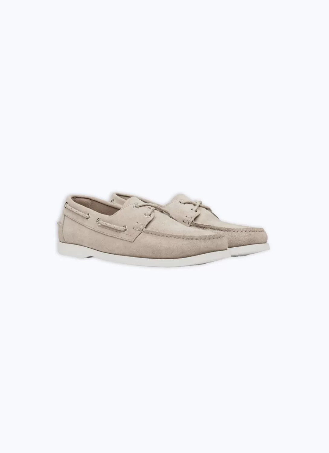 Fursac Nubuck Leather Boat Loafers Beige New