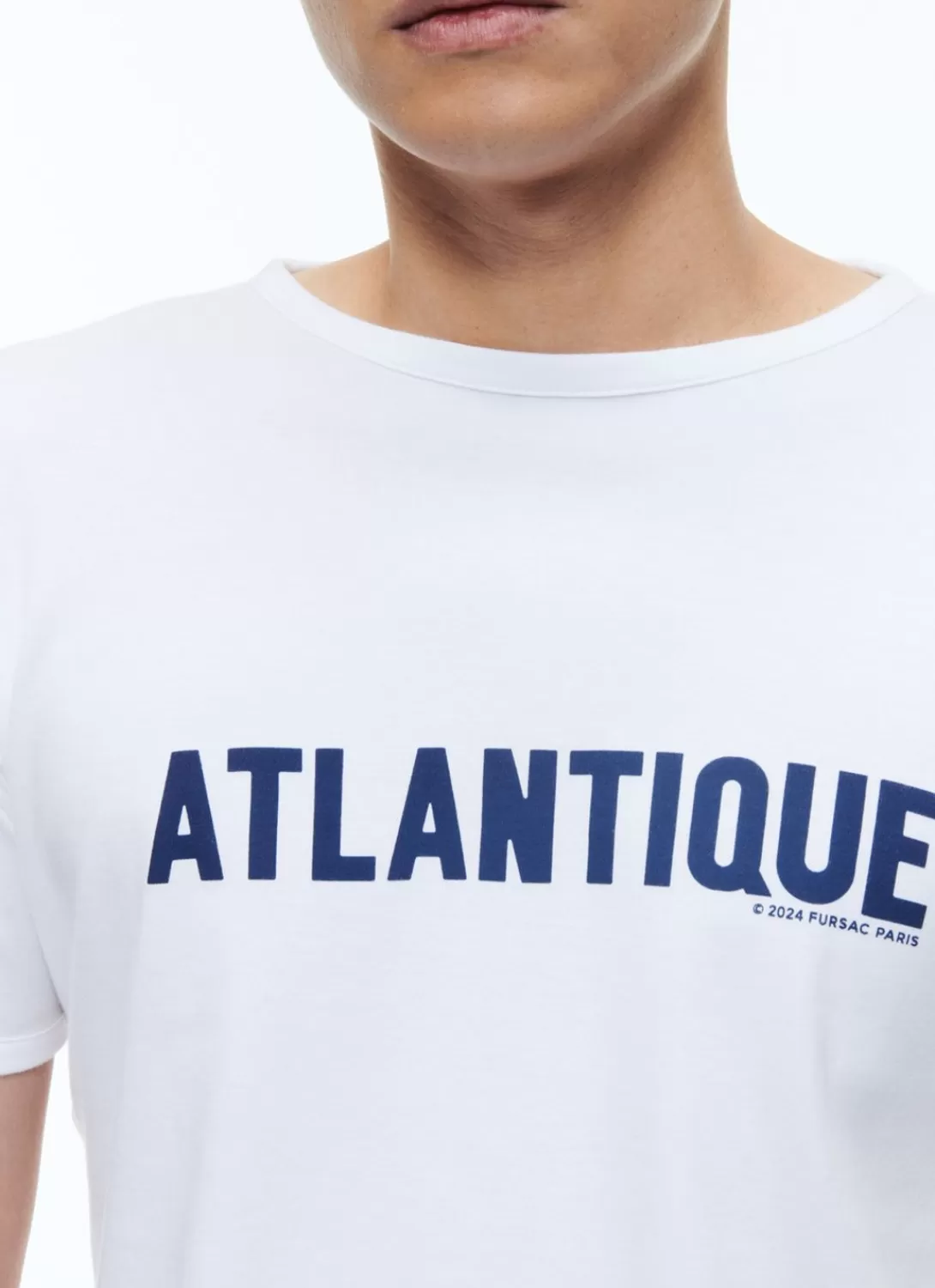 Fursac Organic Cotton T-Shirt With Print White - "Atlantique" Print Clearance