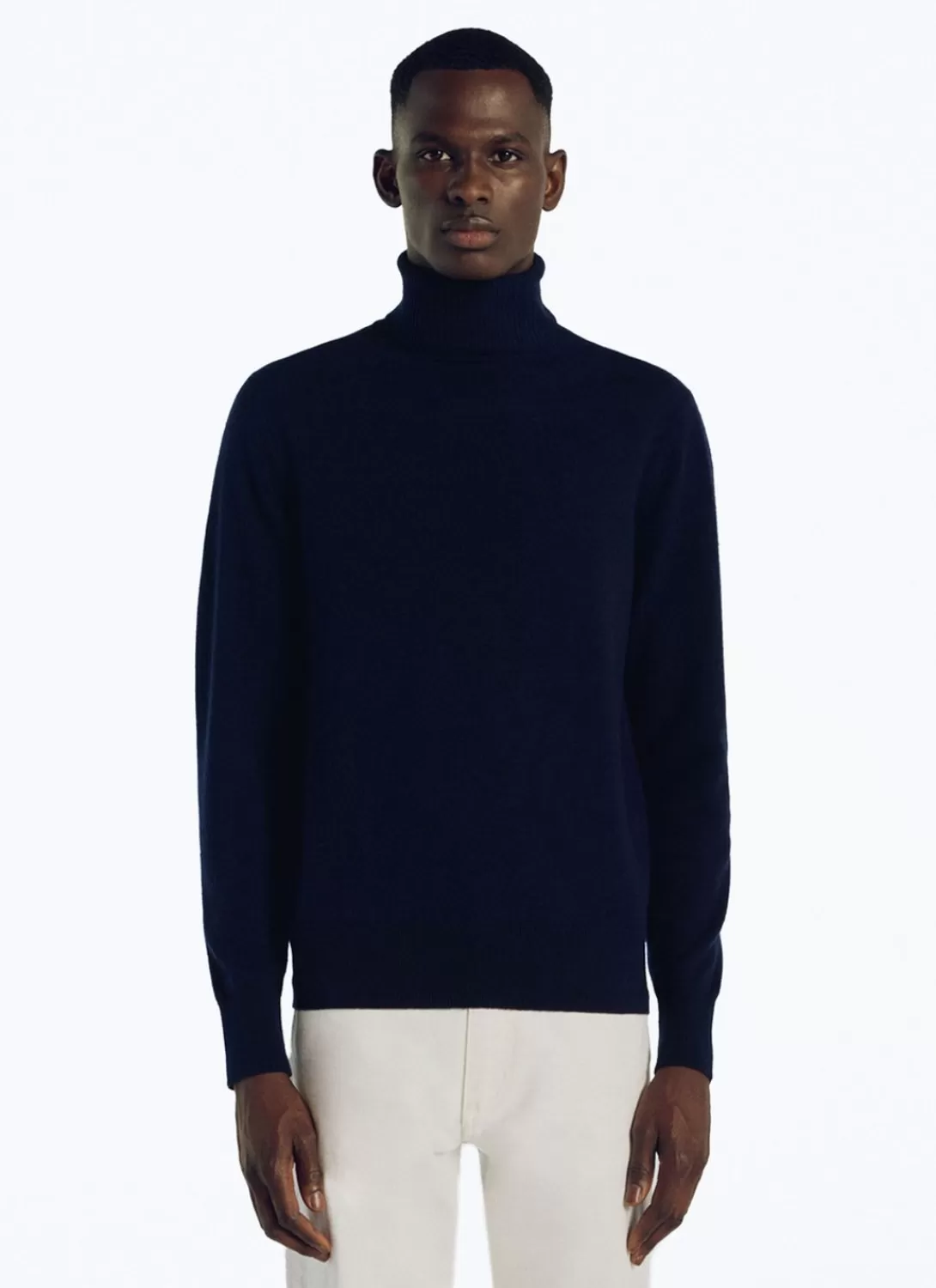 Fursac Wool And Cashmere Roll Neck Sweater Navy Blue Fashion